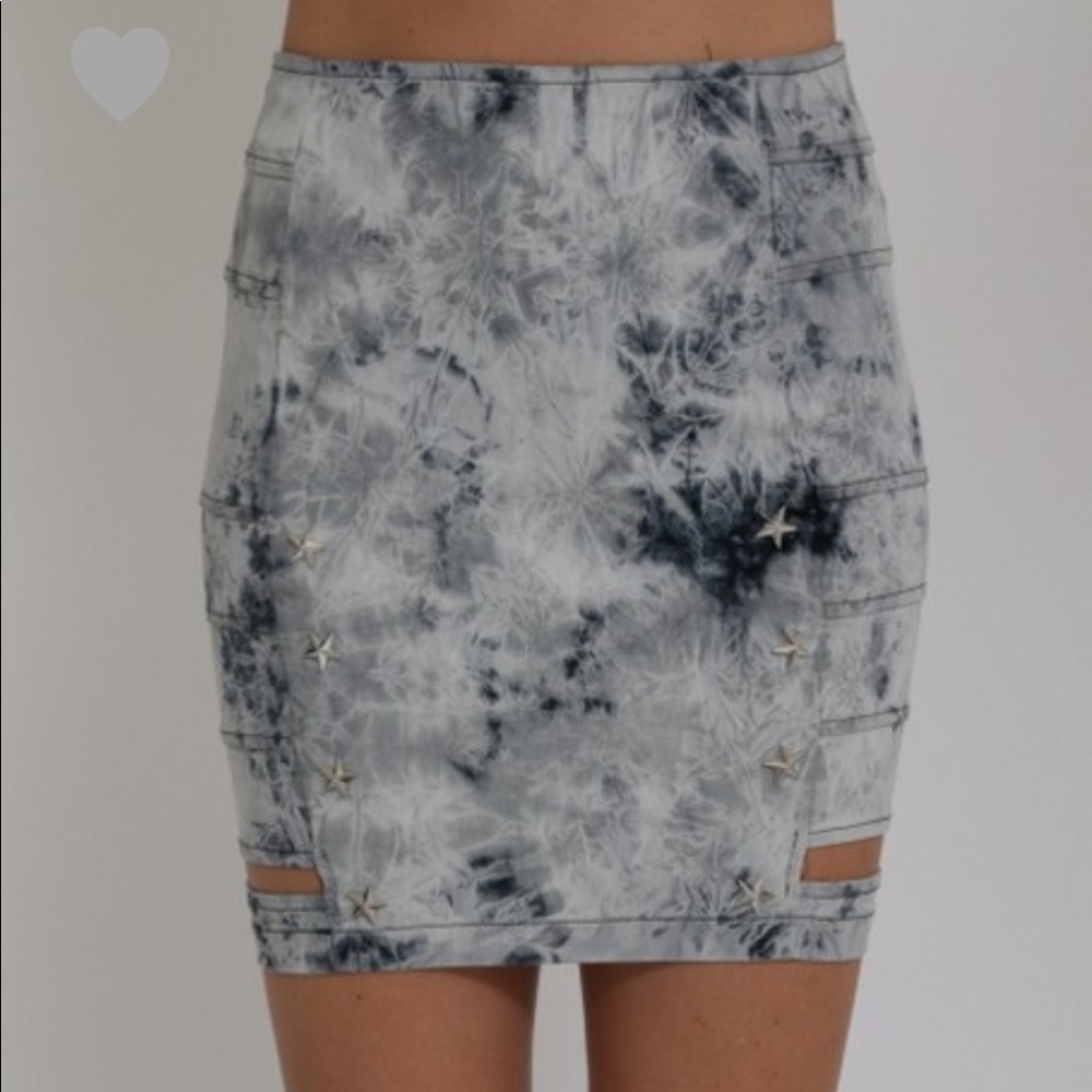Stretch Jean Look Cut Out Mini Skirt
